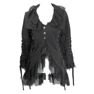 Vintage Y2k Goth Victorian Waistcoat Steampunk Jacket Lace Up Hot Topic Style
